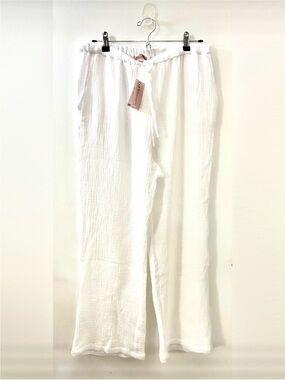 Philosophy White Light Wide-Leg Gauze Pants